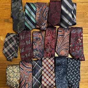 Assorted Men's Paisley and Plaid Ties - Burgundy, Navy, Gray